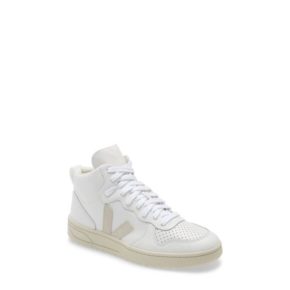 Veja 'V-15' White Leather Mid Sneaker Size 8 - Picture 1 of 6